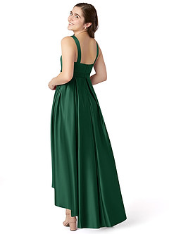 Azazie Inaya Junior A-Linie Gürtel/Schärpe Stretch-Satin Kleid Dunkelgrün image4