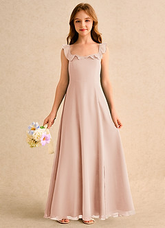 Azazie Chip Girls Formal vestidos de niña de las flores Vestido de Rosa Inglesa de Gasa de Corte en A con Sin mangas image3