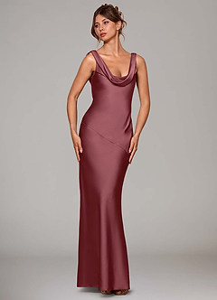 Azazie Rylina Bridesmaid Dresses Desert Rose Mermaid Stretch Satin Dress image3