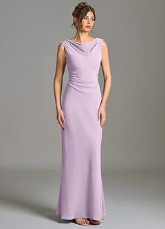 Azazie Kieryn Bridesmaid Dresses Frosted Lilac Mermaid Pleated Chiffon Dress image5