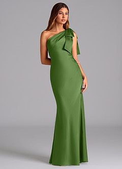 Azazie Yuanna Brudtärnklänningar Klä av Sjöjungfru i Stretch Satin Ena axeln Basilika image5