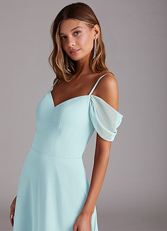Azazie Marley Bridesmaid Dresses Sea Glass A-Line Off the Shoulder Chiffon Convertible Dress image8