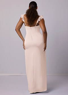 Barbie ♥ Azazie Bridesmaid Dresses Blushing Pink Sheath Stretch Satin Dress image7