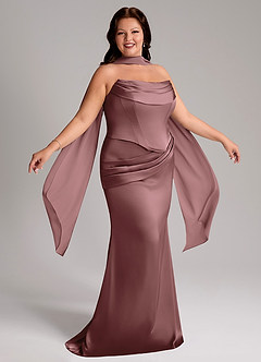Azazie Sorrel Bridesmaid Dresses Vintage Mauve Mermaid Strapless Stretch Satin Convertible Dress image9
