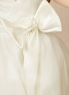 Azazie Dito Flower Girl Dresses A-Line Pleated Tulle Tea-Length Dress image4