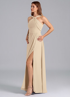 Azazie Mianna Bridesmaid Dresses Champagne A-Line Pleated Chiffon Dress image5
