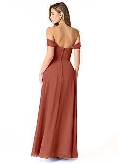 Azazie Kaitlynn Abiti da Damigella Abito Convertibile Impero in Chiffon Increspato Auburn image3