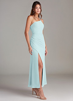 Azazie Eren Brautjungfernkleider Meerjungfrau-Linie One-Shoulder Chiffon Kleid Seegrün image4