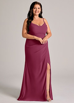 Azazie Deandra Bridesmaid Dresses Mulberry Mermaid Pleated Chiffon Dress image10