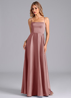 Azazie Elita Brautjungfernkleider A-Linie Plissee Stretch-Satin Kleid Altrosa image6
