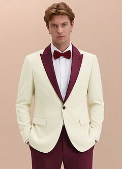 front Adrian Burgundy Shawl Lapel Structured Stretch Tuxedo Suit
