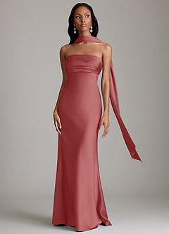 Azazie Saylor Jurken voor bruidsmeisjes Jurk van Stretch Satijn met Zeemeermin Strapless Antieke Roos image9