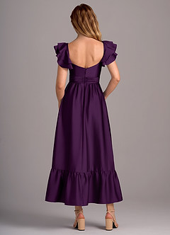 Azazie Anaya Bridesmaid Dresses Grape A-Line Sweetheart Neckline Stretch Satin Convertible Dress image2