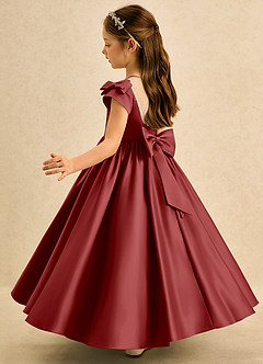 Azazie Toffee Flower Girl Klänningar Klä Balklänning i Matt satäng Rosett image5