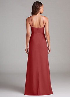 Azazie Maci Bridesmaid Dresses Rust Sheath Pleated Chiffon Dress image7