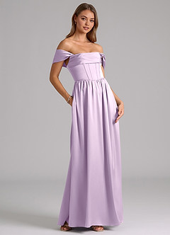 Azazie Hattie Robes de demoiselle d'honneur Robe Trapèze en Satin extensible Corset Frostiges Flieder image4