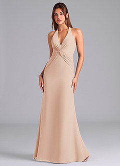 Azazie Valerie Brautjungfernkleider Meerjungfrau-Linie Plissee Chiffon Kleid Englisches Rosa image4