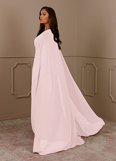 Azazie Isa vestidos de madre de la novia Vestido de Rosa Rubor de Gasa de Corte En A con Cuello en V plisado image3