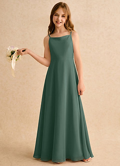 Azazie Jaella Girls Formal Abiti da Ragazza di Fiori Abito A-Line in Chiffon Plissettato Muschio Marino image2