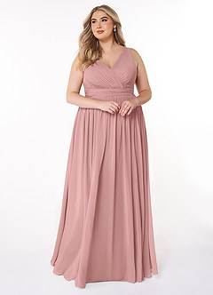 Azazie Kora Bridesmaid Dresses Dusty Rose A-Line Pleated Chiffon Dress image10