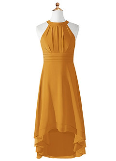 Azazie Linna Junior Butterscotch A-Line Pleated Chiffon Dress image5