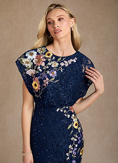 Azazie Grenada Mother of the Bride Dresses Dark Navy Mermaid Sequins Lace Dress image6