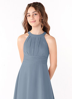 Azazie Linna Junior Twilight A-Line Pleated Chiffon Dress image4