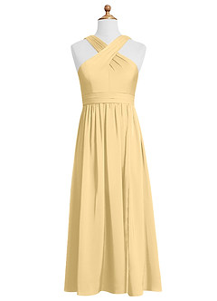 Azazie Jiya Junior Robe Trapèze en Satin extensible Plissée Beurre image5