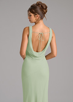 Azazie Rylina Bridesmaid Dresses Dusty Sage Mermaid Pleated Chiffon Dress image2