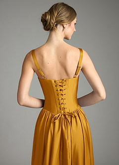 Azazie Evadina Suknie dla druhen Linia A Gorset Satyna elastyczna Do ziemi Sukienka image6