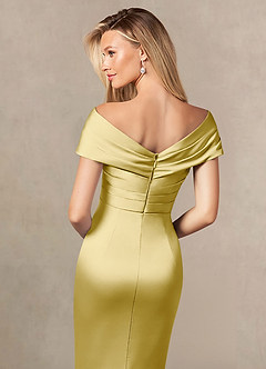 Azazie Ludlow Mother of the Bride Dresses Lemon Sorbet Mermaid Pleated Stretch Satin Dress image5