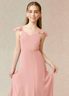 Azazie Everett Junior A-Linie Chiffon Kleid Rosettenrosa image5