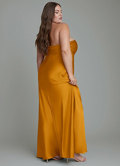 Azazie Saylor Bridesmaid Dresses Butterscotch Mermaid Strapless Stretch Satin Dress image12