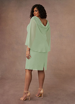 Azazie Carmela Mother of the Bride Dresses Dusty Sage Sheath Lace Chiffon Dress image3