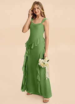 Azazie Sloane Junior Basil A-Line Sweetheart Neckline Chiffon Dress image4