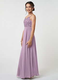 Azazie Sonya Junior Wisteria A-Line Lace Chiffon Dress image3