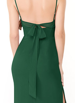 Azazie Mai Abiti da Damigella Abito Tubino in Chiffon Plissettato Verde Scuro image6