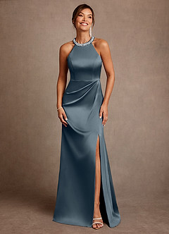 Azazie Lawrence Mother of the Bride Dresses Twilight A-Line Pleated Stretch Satin Dress image1