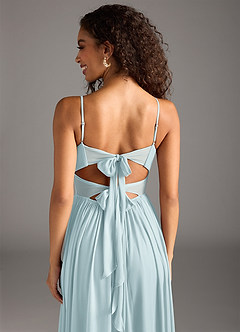 Azazie Zeya Bridesmaid Dresses Mist A-Line Pleated Mesh Dress image8