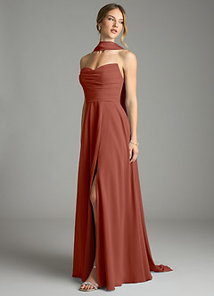 Azazie Ayla Abiti da Damigella Abito A-Line in Chiffon Scollo a Cuore Auburn image9