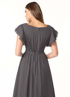 Azazie Daphne Modest Bridesmaid Dresses A-Line Ruffled Chiffon Floor-Length Dress image5
