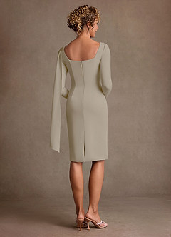 Azazie Merian 신부의 어머니 드레스 컬럼 주름진 스트레치 크레이프 무릎 길이 드레스 image2