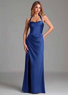 Azazie Serenity Brautjungfernkleider Meerjungfrau-Linie Herzausschnitt Stretch-Satin Kleid Königsblau image1