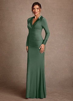 Azazie Syracuse vestidos de madre de la novia Vestido de Eucalipto de Punto de lujo de Corte Recto con Plisado image4