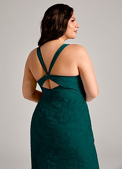 Azazie Mero Bridesmaid Dresses Pine Sheath Pleated Floral Burnout Dress image12