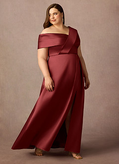 Azazie Marissa Moeder van de bruid jurken A-Lijn Jurk van mikado Geplooid Bourgondië image9