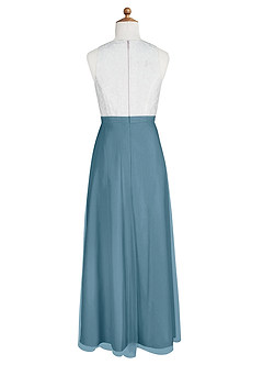 Azazie Albertine Junior Abito A-Line in Chiffon Pizzo Bermuda image8