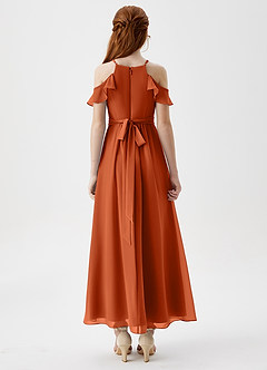 Azazie Chaya Junior Burnt Orange A-Line Off the Shoulder Chiffon Dress image2