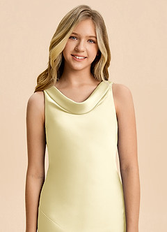 Azazie Rylina Junior Vestido de Sorbete De Limón de Satén Elástico de Corte Sirena image6