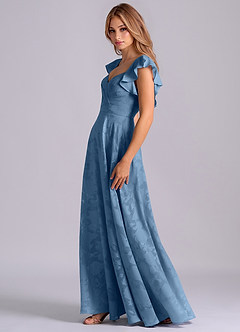 Azazie Leilani 신부 들러리 드레스 A라인 스윗하트 네크라인 플로럴 번아웃 바닥 길이 드레스 image5